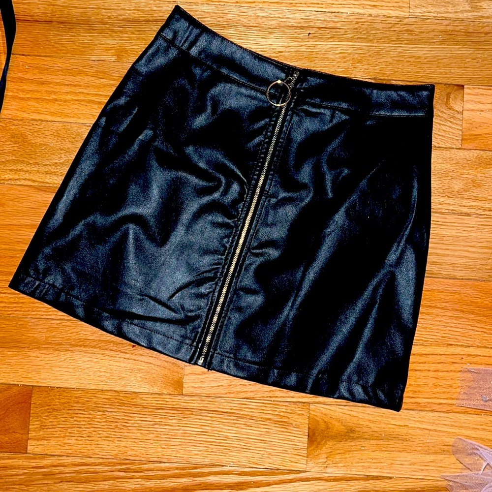 Black leather skirt